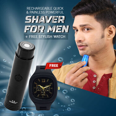 Rechargeable Quick & Painless Powerful Shaver for Men + Free Stylish Watch (PHW)