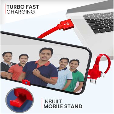 Retractable Cable 3in1 With Inbuilt Mobile Stand