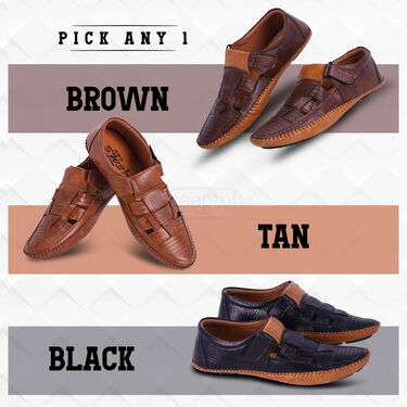 Pick Anyone Leatherite Sandal + Free 2 Pair Socks + Watch + Wallet (SDC9)